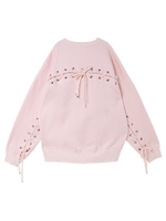 レースアップ付スウェット/ピンク