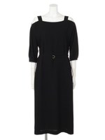 肩開きドルマンワンピース/ブラック