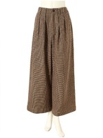 千鳥チェック2タックワイドパンツ/ブラウン