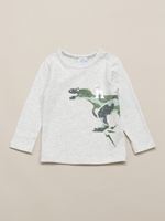 21/-天竺恐竜PT長袖Tシャツ/ライトグレ-