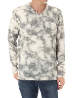 【AZUL by moussy】マーブル総柄ニットソーVN長袖ポケットプルオーバー/WHT