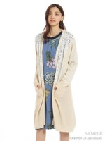 ケミカルレースMIXニットロングカーディガン/生成