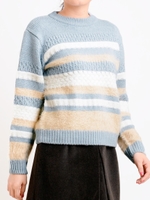 シャギー使いマルチボーダーニット/ネイビー柄