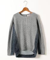 ケミカルデニム切り替えニット