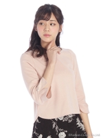 ハートネックビジューカットソー/ピンク系