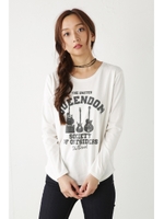 【AZUL by moussy】ギタープリントロックロンT/BLK