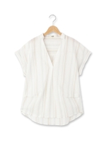 スキッパーVネックコクーンブラウス/ライトベージュ(351)