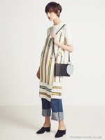 ヨンアさん着用『BAILA』2月号掲載/パネルストライプ キャミソールワンピース/ブラック