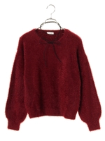 ラリエット付きニットプルオーバー/ブラック