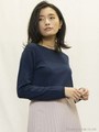 リブ切替ボートネックニット/ネイビー