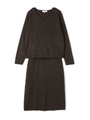 ワイドリブセットアップワンピース/ブラウン(050)
