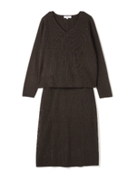 ワイドリブセットアップワンピース/ブラウン(050)