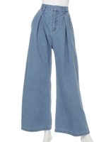 【Omekashi】タックワイドデニム/ネイビー