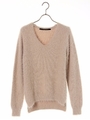 フェザーVネックニットプルオーバー/ベージュ