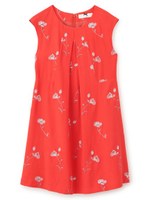 フラワー刺繍ワンピース/レッド