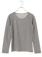 衿ぐりパールインナープルオーバー/杢ライトグレー