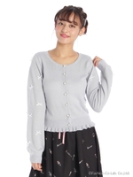 メニーリボンコンパクトカーディガン/ブルー