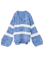 FLARE SLEEVE KNIT TOP/ブルー