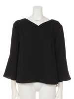 チョーカーネックレス付き袖スリットブラウス/ホワイト