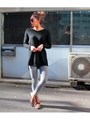 【LATINA】両Ｖネックモヘアタッチスリットニットチュニック/BK