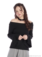 フリルスリーブテレコチョーカートップス/ピンク