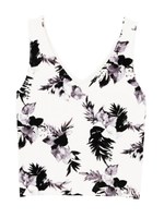 デザインリーフ柄ニットトップ/WHITE