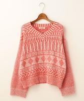 幾何学柄編みニット