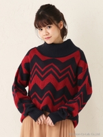 PP ジグザグジャガードニットP/O/柄NVY