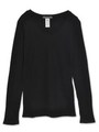 ワッフルロングＴシャツ/BLACK