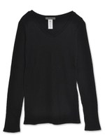 ワッフルロングＴシャツ/BLACK