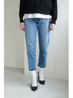 【AZUL by moussy】切換えテーパードデニム/BLU