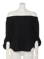 オフショルダーボリュームスリーブブラウス/ブラック