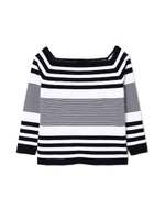 ボーダーミラノリブニット/白Xネイビーボーダー1(031)