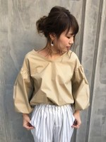 ボリュームスリーブブラウス/ベージュ