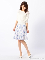 マーガレットレースニットプルオーバー/ブルー