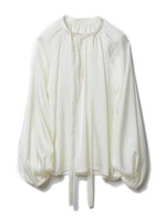 サテンペザントブラウス/ホワイト