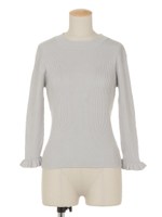 スリーブフリルニットプルオーバー/オフホワイト