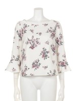 花柄フレア袖ブラウス/ピンク