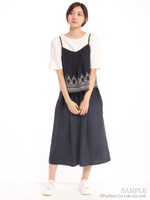 リヨセルスカラップ刺繍ジャンパースカート/ネイビー