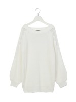 バックレースニットワンピ/ホワイト