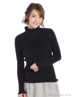 フェザーフリルハイネックニット/クロ