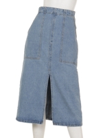 【chille anap】スリットデニムウエストゴムスカート/L.BL