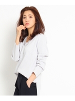 【手洗いOK】リブ編みVネックニットソー/ネイビー(093)