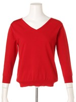 シンプルVニット/ローズピンク