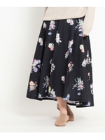 フラワープリントミディスカート/ブラック(119)