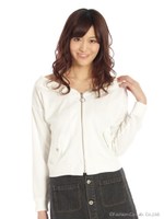 フロントファスナーオフショルトップス/ホワイト