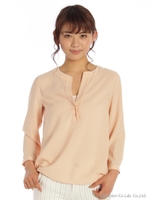 ヘンリーネックブラウス/ピンク