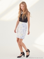 衿レース付袖フリルブラウス/ブルー