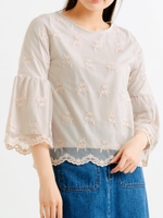 総チュール刺繍プルオーバー/ネイビー