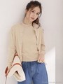 WASHABLE/ 綿シルクニットアンサンブル[洗濯機で洗える・UVカット]/ライトベージュ